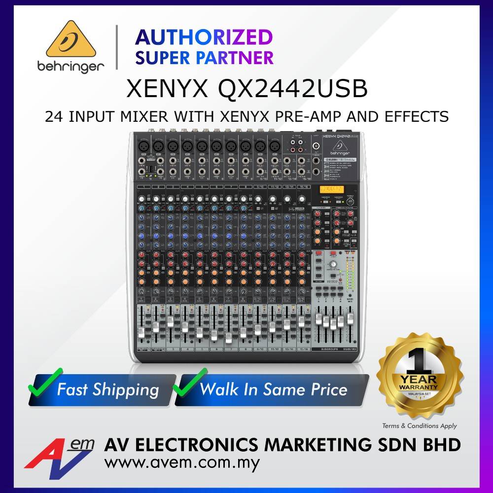 BEHRINGER XENYX QX2442USB Premium 24Input 4/2Bus Mixer with XENYX Mic